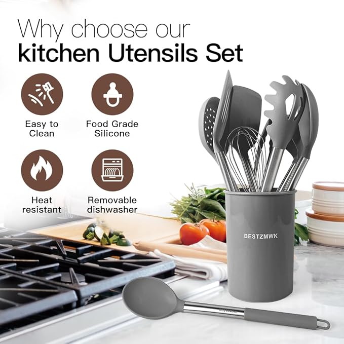 Kitchen Utensils Set-Silicone Cooking Utensils-32pcs Non-Stick Silicone Cooking