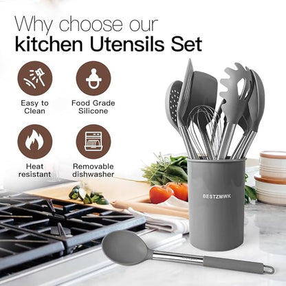 Kitchen Utensils Set-Silicone Cooking Utensils-32pcs Non-Stick Silicone Cooking