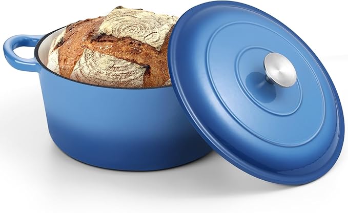 TeamFar 5Qt Dutch Oven, Enameled Cast Iron Dutch Oven
