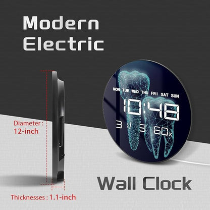 Timethink 12'' Molar Tooth Digital Wall Clock Large Display, Dental Clinic