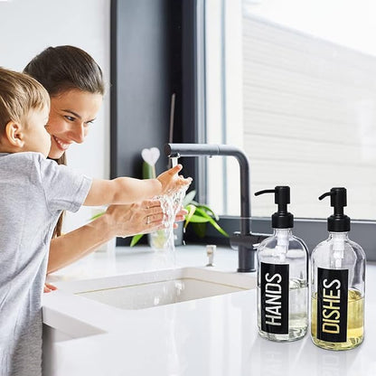 JASAI 2Pack 18OZ Glass Soap Dispenser, Kitchen Dispenser