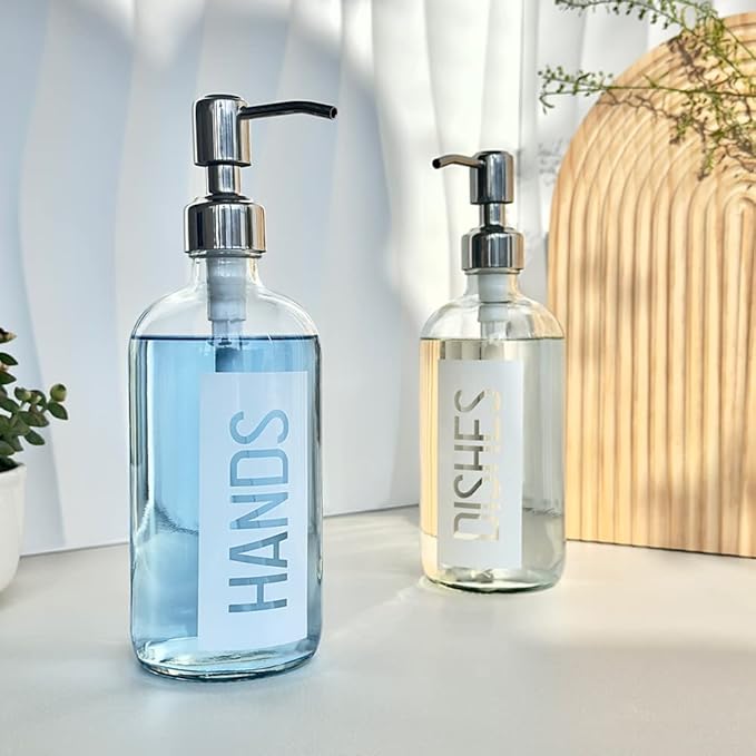 JASAI 2Pack 18OZ Glass Soap Dispenser