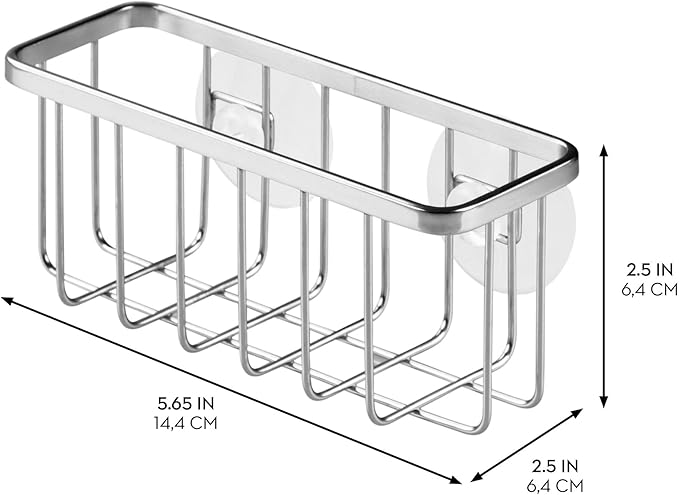 iDesign Stainless Steel Suction Sponge Holder, Kitchen Sink Sponge Caddy