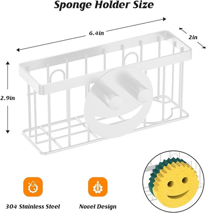 MURLONG Sponge Holder Smiley Face, Sink Caddy, Kitchen Organizer