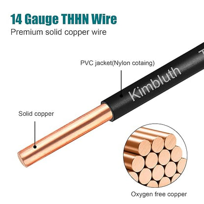 THHN Wire 14 Gauge 75 FT OFC Electrical Wire, 14 AWG Solid Copper Wire Rated up