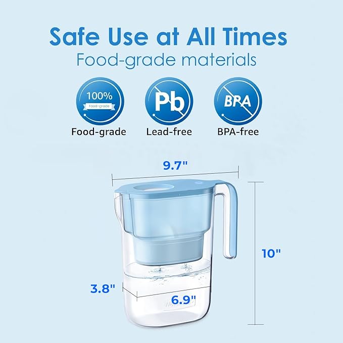 Waterdrop PT-05B Water Filter Pitcher, 7-Cup Capacity, NSF Certified, 5X Longer