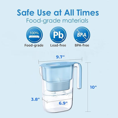Waterdrop PT-05B Water Filter Pitcher, 7-Cup Capacity, NSF Certified, 5X Longer