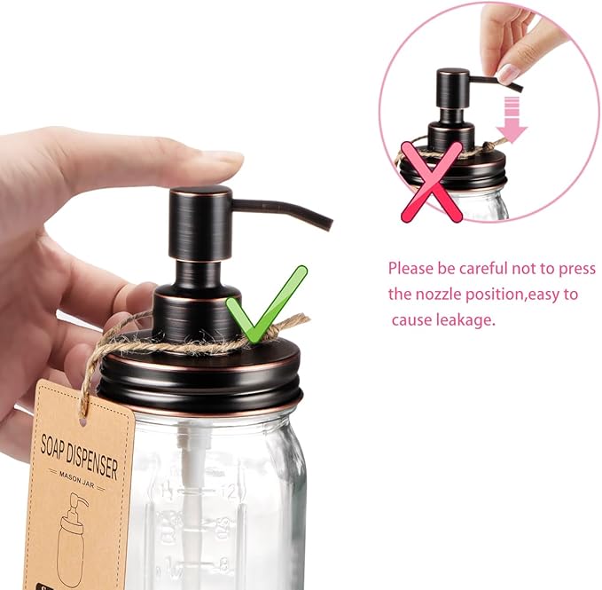 Amolliar Mason Jar Liquid Soap Dispenser, Rustproof Stainless Steel Replacement