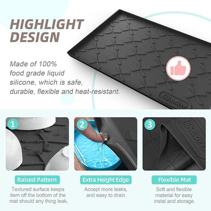 SIKADEER 25" x 22" Under Sink Mat Waterproof, Silicone Mat Kitchen Drawer Shelf