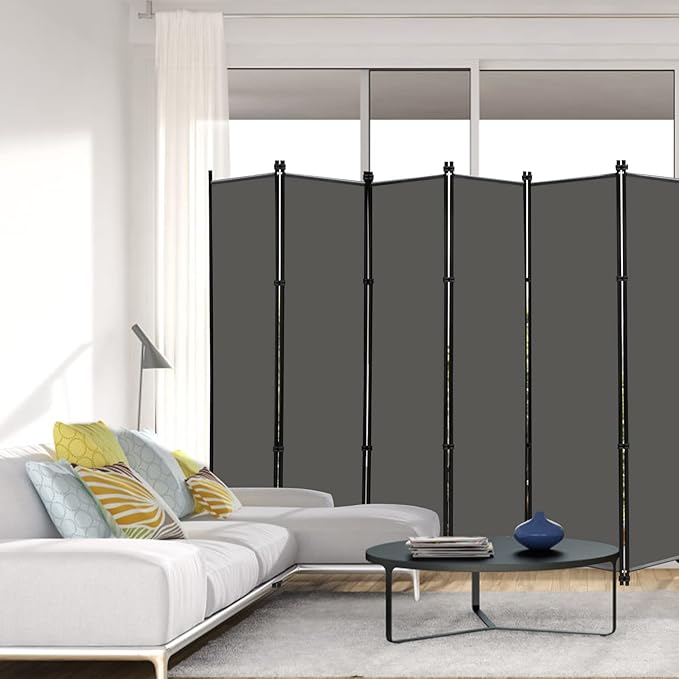 MAYOLIAH 6 Panel Folding Privacy Screen 9ft Wide, 6ft Tall Partition Room