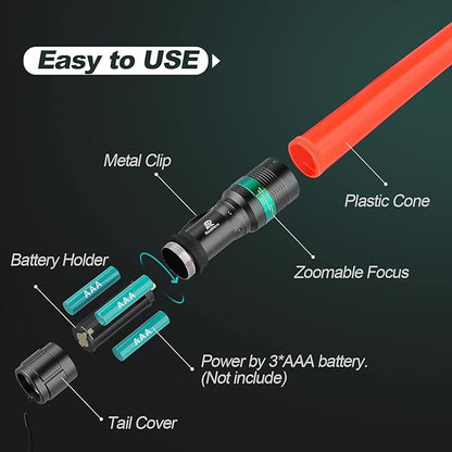 RoadHero 2 Pack Traffic Wand, 16 Inch Flashlight Led Traffic Control Baton, Small Orange Safety Wands, Air Marshaling Wand with 5 Flashing Modes, Night Signal Light for Airport, Parking Directing