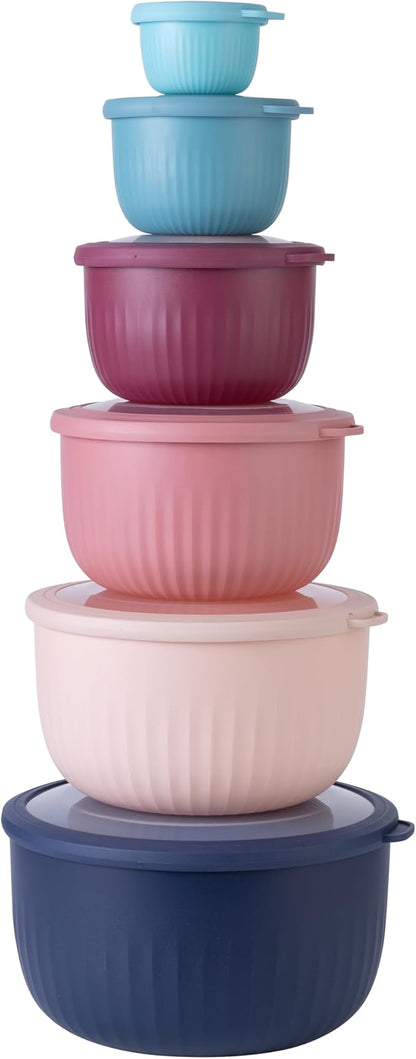 COOK WITH COLOR Prep Bowls with Lids- Wide and Deep Nesting Plastic Small