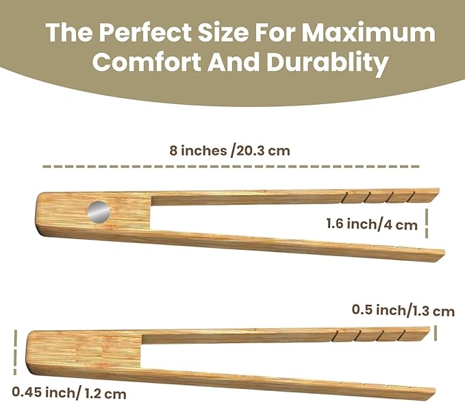 Toaster Tongs With Magnet | Bamboo Kitchen Utensils