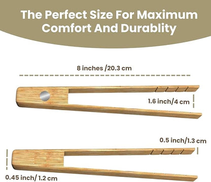 Toaster Tongs With Magnet | Bamboo Kitchen Utensils