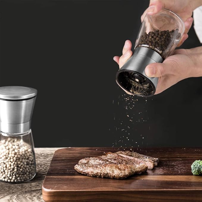 Premium Stainless Steel Salt and Pepper Grinder Set