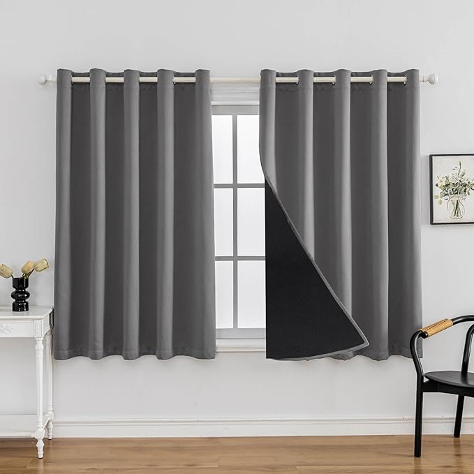 Anytime 100% Blackout Curtain 2 Panels Set, Thermal Insulated Window Drapes