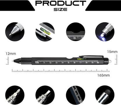 Christmas Gifts Stocking Stuffers for Men,Multitool Pen 9 in 1 Innovative Gift for Men,with LED Light,Ruler, Stylus,Bubble Level,Screwdrivers,Unique Gifts Gadgets for Him,Boyfriend,Husband