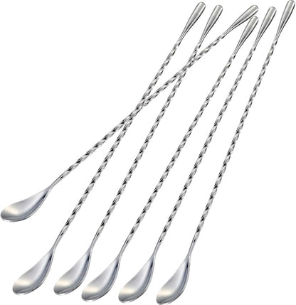 Briout 6 Pieces Bar Spoon, 12 Inches Long Handle Drink Stirrer