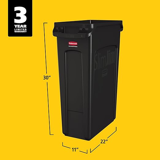 Rubbermaid Commercial Products Slim Jim Plastic Rectangular Trash/Garbage Can