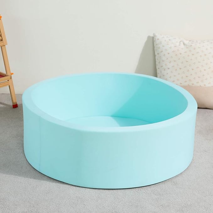 TRENDBOX Memory Foam Sponge Indoor Round Ball Pit (NO Balls) for Toddler Children - Light Blue