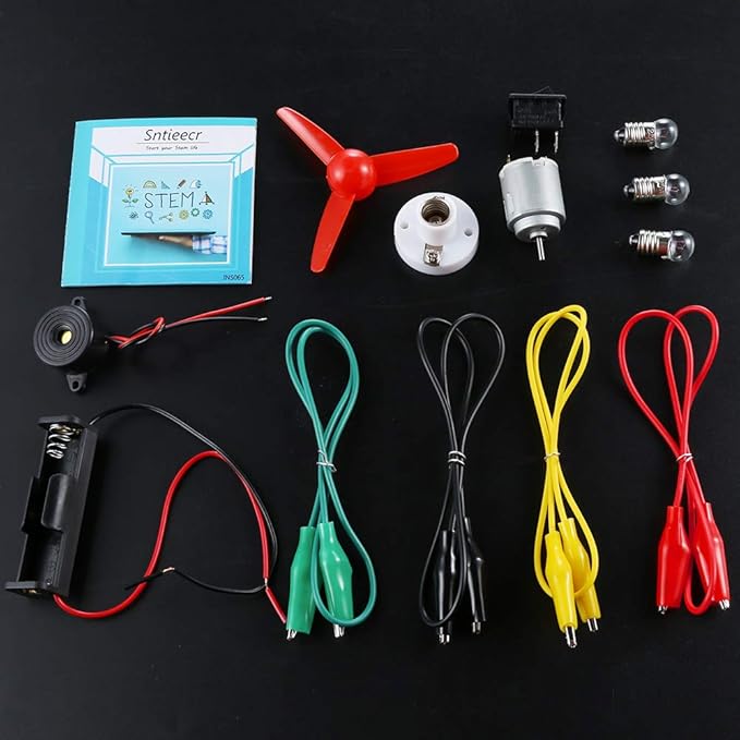 Sntieecr Electric Circuit Motor Kit, Dc Motor Kit with Small Electric Motor, Electric Circuit Kit for Kids, Educational Montessori Learning Kits for Kids DIY STEM Science Project
