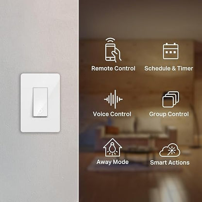 Kasa Smart Light Switch HS200P3, Single Pole, Needs Neutral Wire, 2.4GHz Wi-Fi