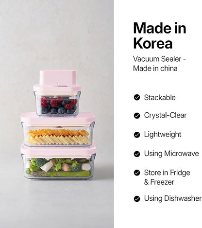 VAKUEN Premium Airtight Food Storage Containers ROSE Rectangular 1.06qt 2P/SET, Patented Double Silicone Lining, 100% Leak Proof, BPA-FREE