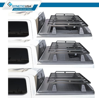 Syneticusa ER Power Retract Hard Tonneau Cover with R2 Rack Fits 2004-2026 Ford F-150 5.5' (67”) (incl. Raptor/Lightning) Truck Bed Overlanding Off Road Retractable