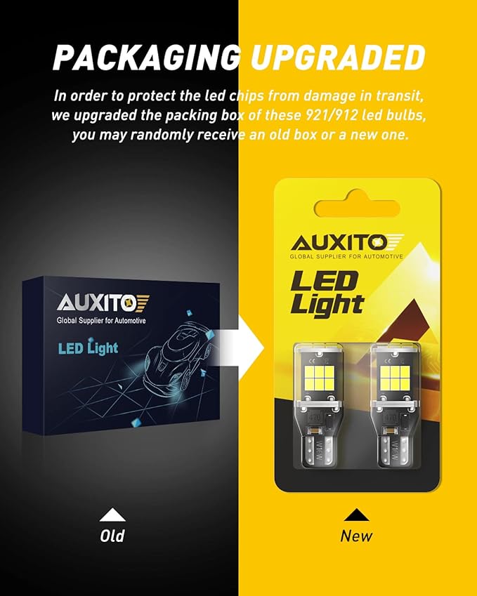 AUXITO 912 921 LED Bulb for Backup Light Reverse Lights High Power 2835 15-SMD Chipsets Error Free T15 906 922 W16W Bulbs, 6000K White, Exterior Light Bulbs (Upgraded, Pack of 2)