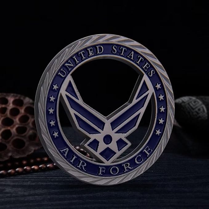 USAF Air Force Medals Coin with Gift Box, Fretwork Air Force Veteran Challenge Coin