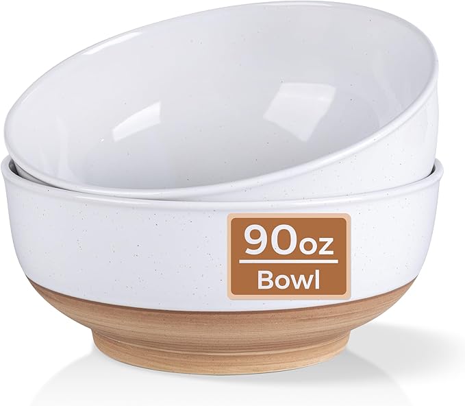 AmorArc 9.8’’ Extra Large Ceramic Salad Bowls, 90 OZ Serving Bowls Set of 2