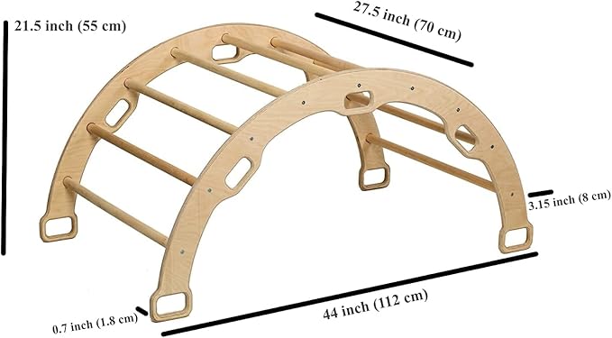 Climbing Arch | Montessori Rocker Arch | Arch with Cosy Pillow | Wooden Climbing Arch with Cushion | Wooden Climbing Arch and Rocker | Indoor Playground Cosy Cushion Rocker (Star)