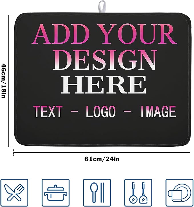 Custom Personalized Dish Drying Mat 18x24 Inch Customized Drying Mats