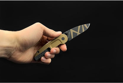 Extrema Ratio - BF1 CD (DESERT), Folding Knife, Böhler N690 steel hardened to 58 HRC, desert-colored stone burnished blade, smooth aluminum handle, reversible stainless steel clip, slim and compact design
