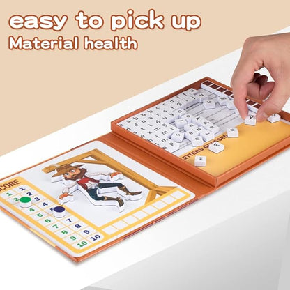 Magnetic Hangman Board Game for Kids Ages 4-10 - Reusable Travel Toys with - Airplane Educational Road Trip Essentials Screen-Free Learning,Easter Gift