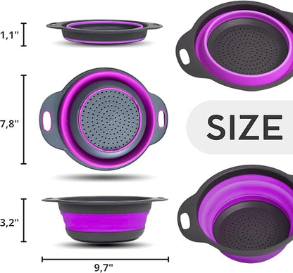 Purple Foldable Food Strainer for Kitchen