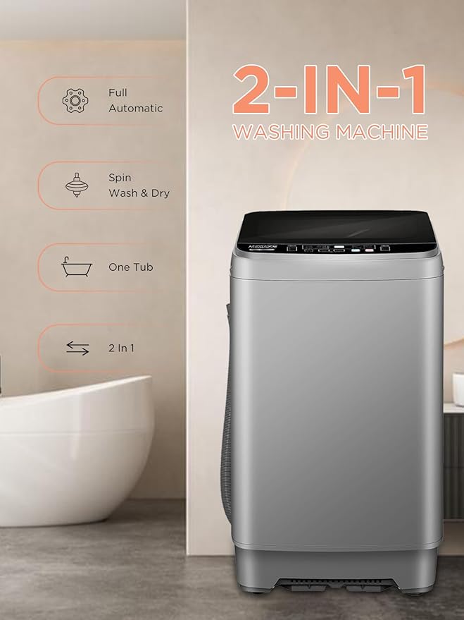 25 lbs Washing Machines with 10 Program 8 Water Level, Full Automatic Washer