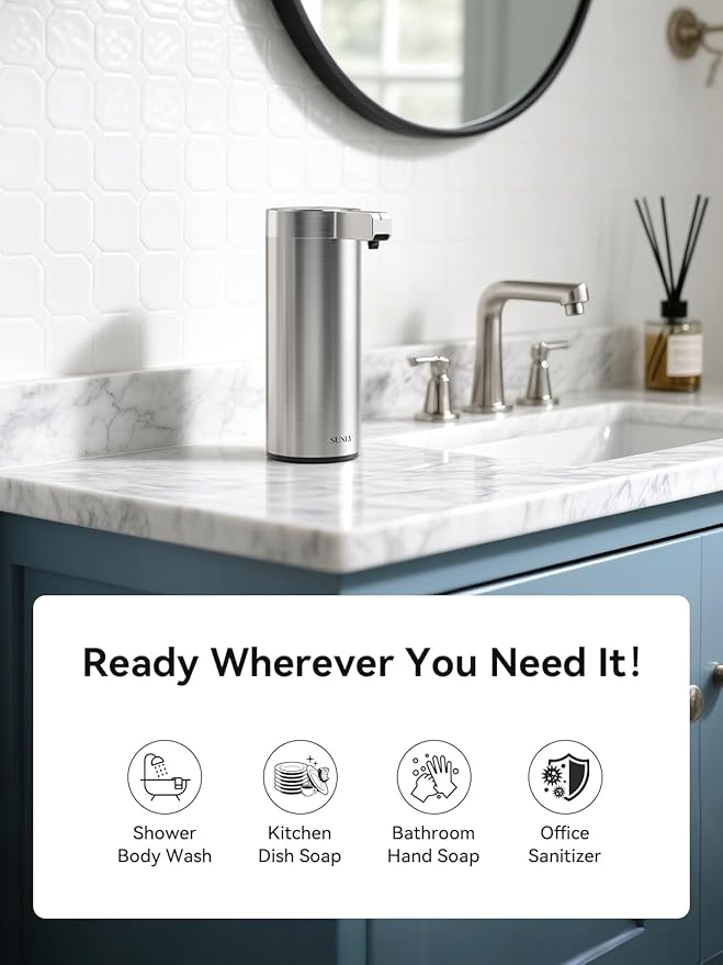 SUNLY Touchless Automatic Soap Dispenser – Clog-Free Pump, 0.2s Fast Sensor