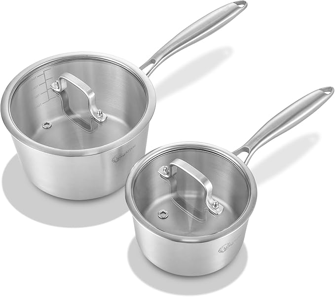 LOLYKITCH Tri-Ply Stainless Steel Saucepan Set