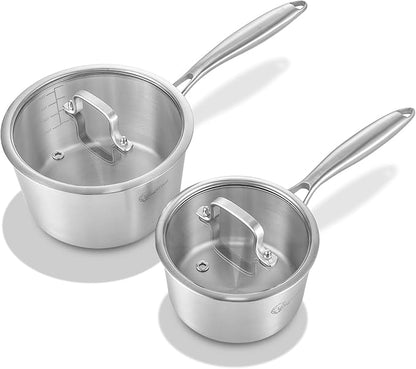 LOLYKITCH Tri-Ply Stainless Steel Saucepan Set