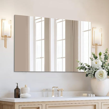 Mirrorons Frameless Mirror, Wall Mirror 48" x 30", Modern Bathroom Mirrors
