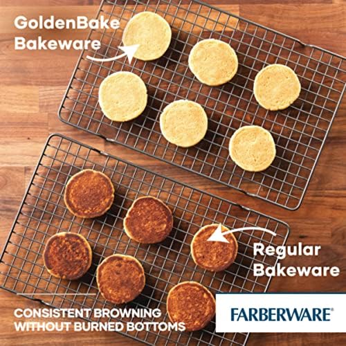 Farberware GoldenBake Nonstick Bakeware Cookie/Baking Sheet Pan Set, 2 Piece, Gray