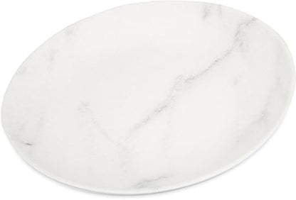 Carlisle FoodService Products Ridge Reusable Plastic Plate Dinner Plate for Home and Restaurant, Melamine, 10.5 Inches, Marble, (Pack of 12)