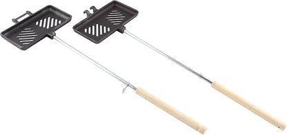 Coghlan's Pre-Seasoned Cast Iron Broiler with Removable Handles, Break-Apart Hinge – Ideal for Grilling Burgers, Steaks, and Roasting Vegetables Over Campfires or BBQs – Compact and Easy to Clean