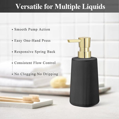 Black and Gold 2 Pack Hand Soap Dispensers Set