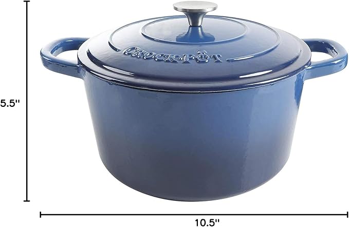 Crock-Pot Artisan 7-Quart Round Enameled Cast Iron Dutch Oven – Sapphire Blue