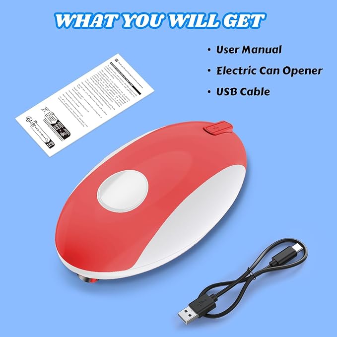 USB Rechargeable Electric Can Opener – Battery Operated, One Touch Automatic