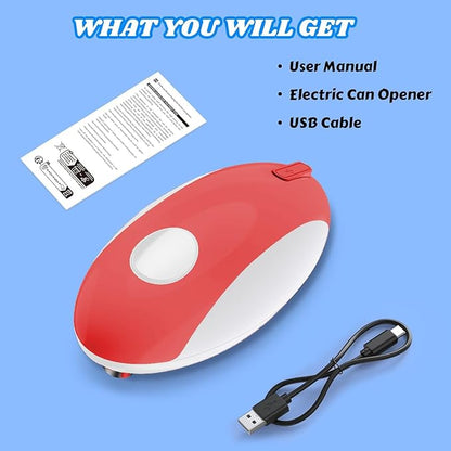USB Rechargeable Electric Can Opener – Battery Operated, One Touch Automatic
