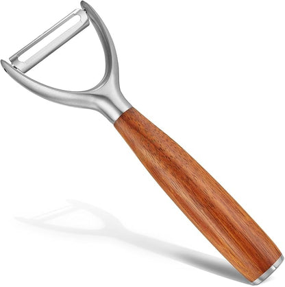 Premium Y Type 304 Stainless Steel Multifunctional Kitchen Peeler Real Wood Handle Ultra Sharp Blade Vegetable Potato Apple(Boluoge)
