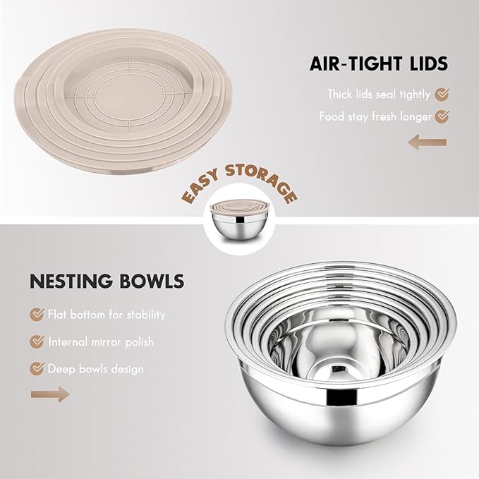 E-far Stainless Steel Mixing Bowls
